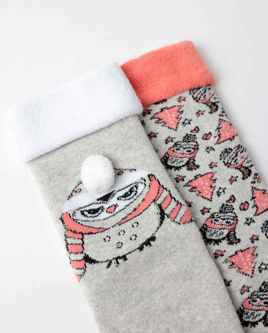 Calcetín Antideslizante Winter Owl para Mujer, (Caja de 6 pares)