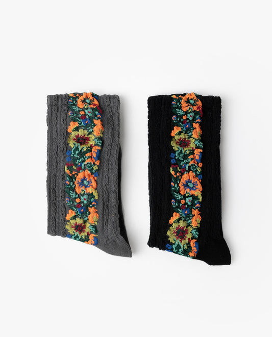 Calcetín de Caña Normal Lateral Flowers para Mujer, (Caja de 6 pares)