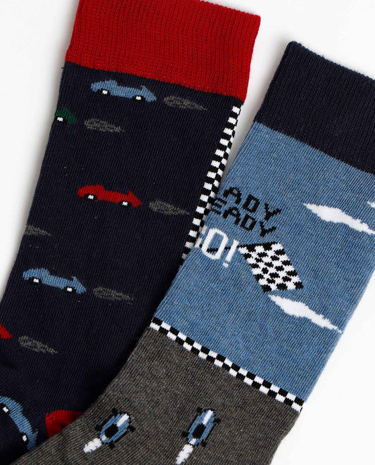 Calcetín Mediano Vintage Cars para Hombre, (Caja de 6 pares)