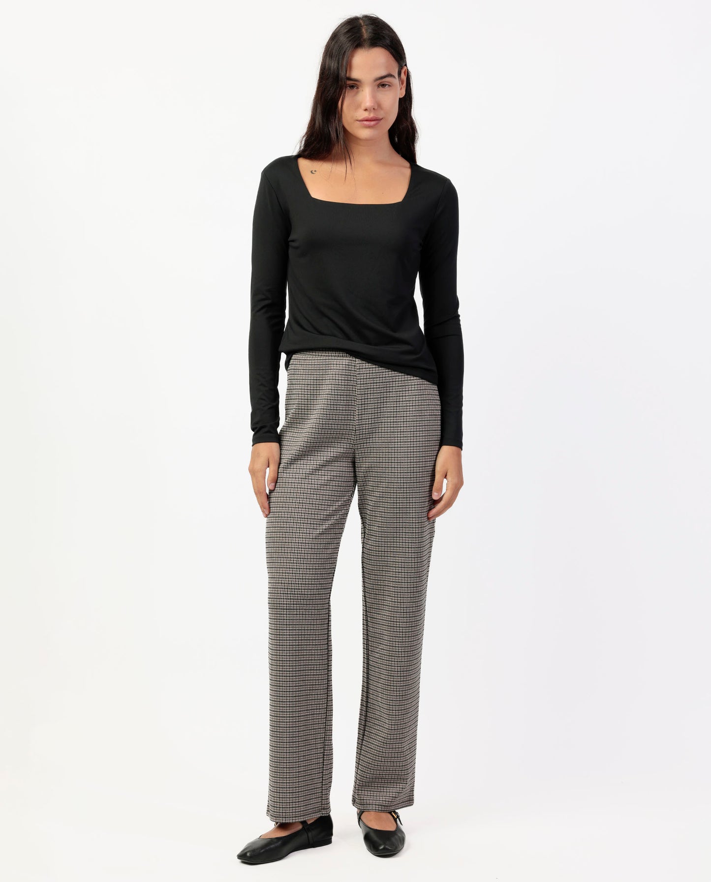 Pantalón Elástico Largo Micro Cuadros para Mujer