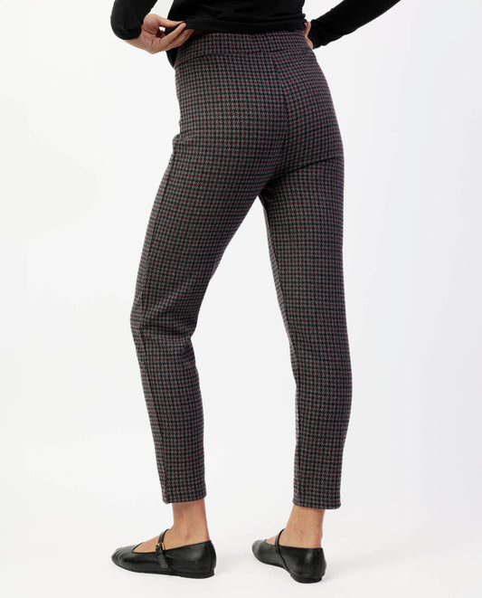 Pantalón Elástico Largo Pata de Gallo Granate para Mujer