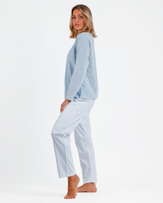 Pijama Manga Larga Doble Velvet Soft Pico Hielo para Mujer