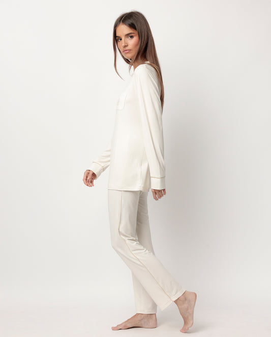 Pijama Manga Larga Soft Sleep Cava para Mujer