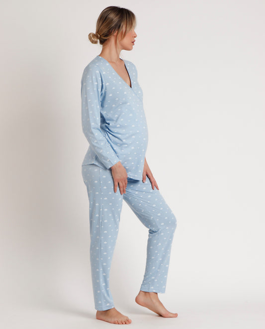 Pijama Manga Larga Maternity Nubes para Mujer