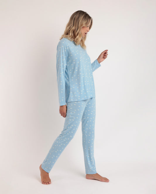Pijama Manga Larga Maternity Nubes Pico para Mujer