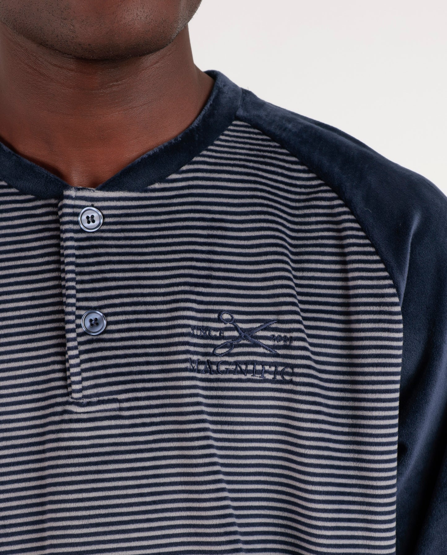 Pijama Manga Larga Velvet Basic Stripes para Hombre