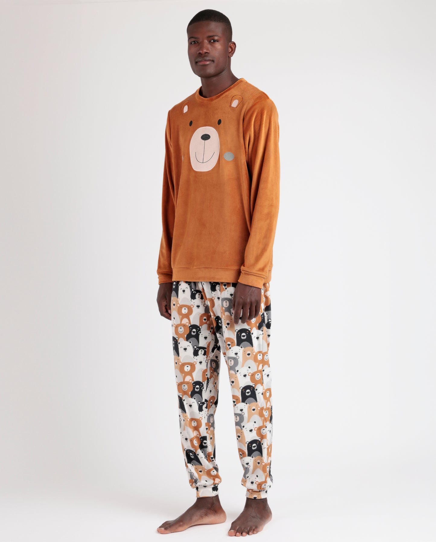 Pijama Manga Larga Velvet Family Bear para Hombre