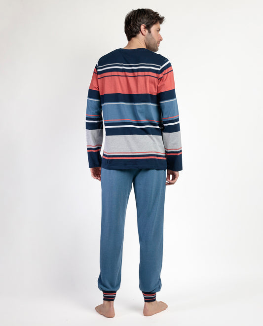 Pijama Manga Larga Rayas Burnt para Hombre
