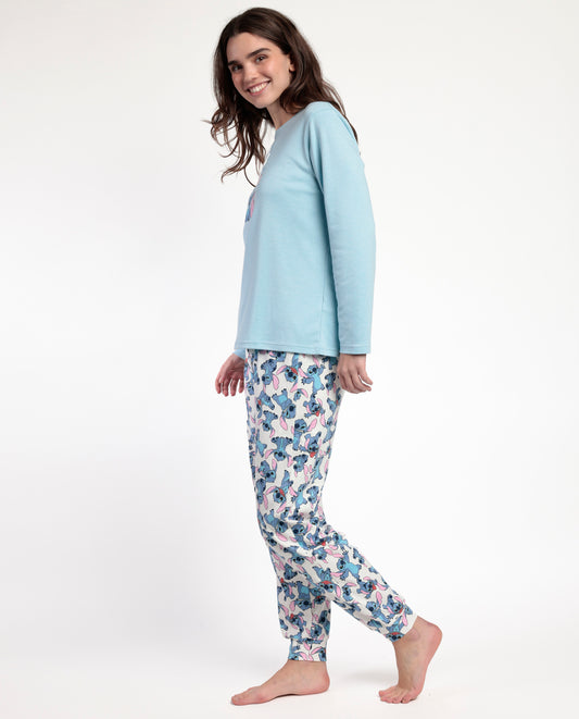 Pijama Manga Larga Stitch Angel para Mujer