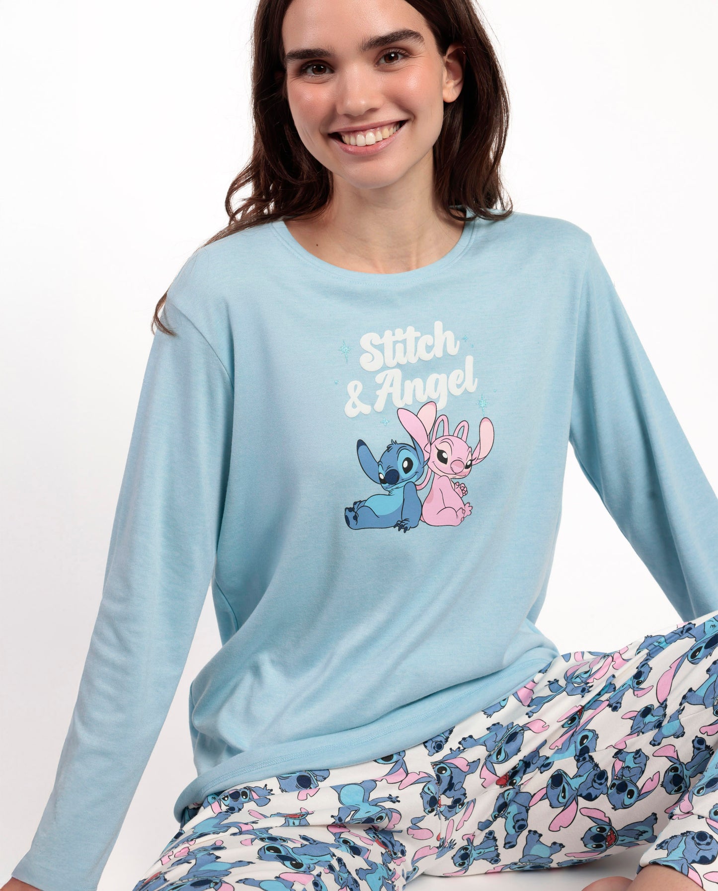 Pyjama à manches longues Stitch Angel pour femmes
