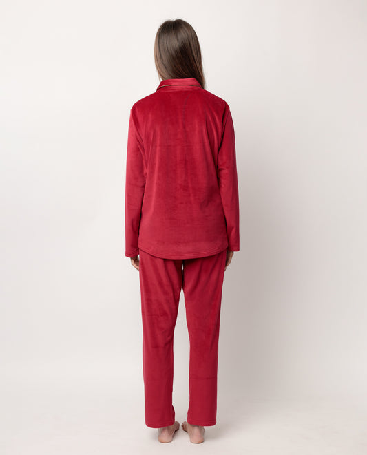 Pijama Manga Larga Abierto Terciopelo Velvet Luxe para Mujer