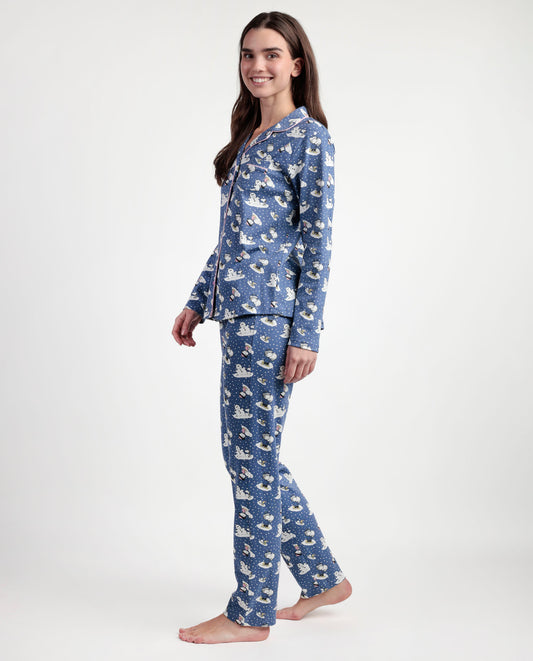 Pijama Manga Larga Abierto Snow Drift para Mujer