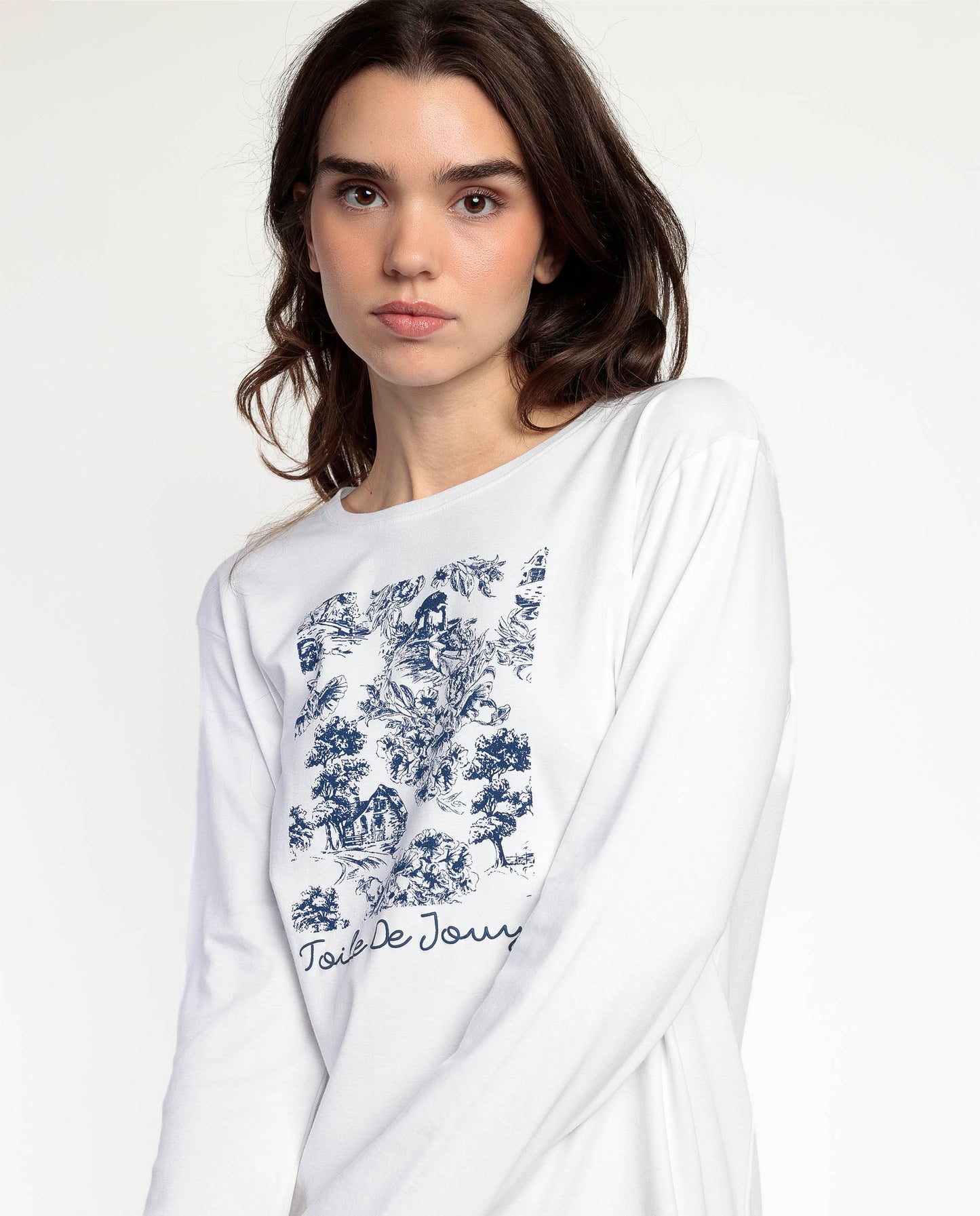 Pijama Manga Larga Toile De Jouy Azul para Mujer