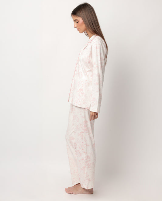 Pijama Manga Larga Abierto Toile De Jouy Maquillaje para Mujer