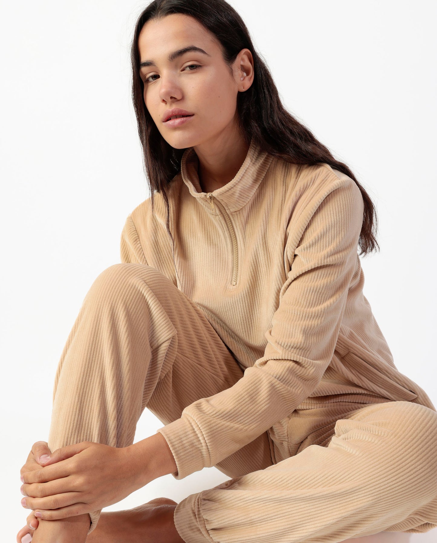 Pijama Manga Larga Terciopelo Cremallera Adm para Mujer