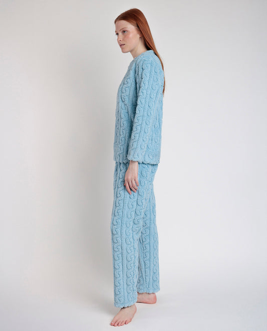 Pijama Manga Larga Calentito Chains Azul para Mujer