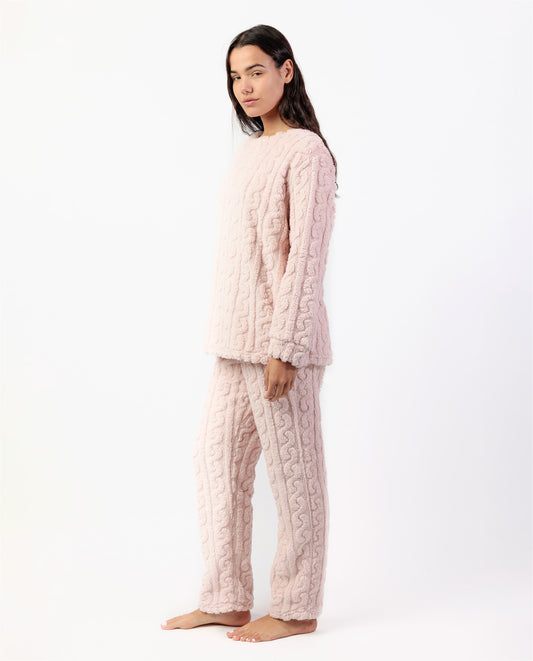 Pijama Manga Larga Calentito Chains Rosa para Mujer