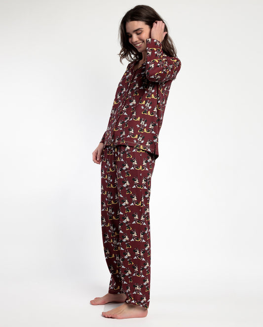 Pijama Manga Larga Abierto Minnie Mouse para Mujer