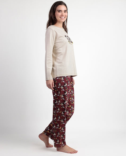 Pijama Manga Larga Tapeta Minnie Mouse para Mujer