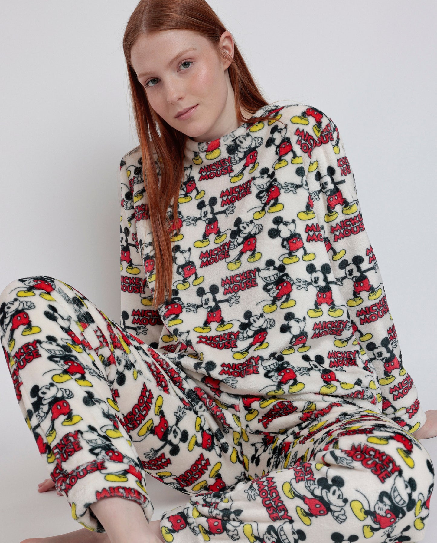 Women's Warm Best Mickey Mouse Printed Long Sleeve Pyjamas