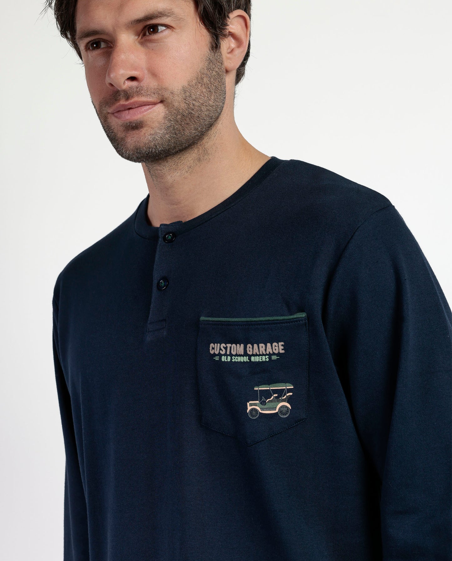 Pijama Manga Larga Tapeta Old School para Hombre