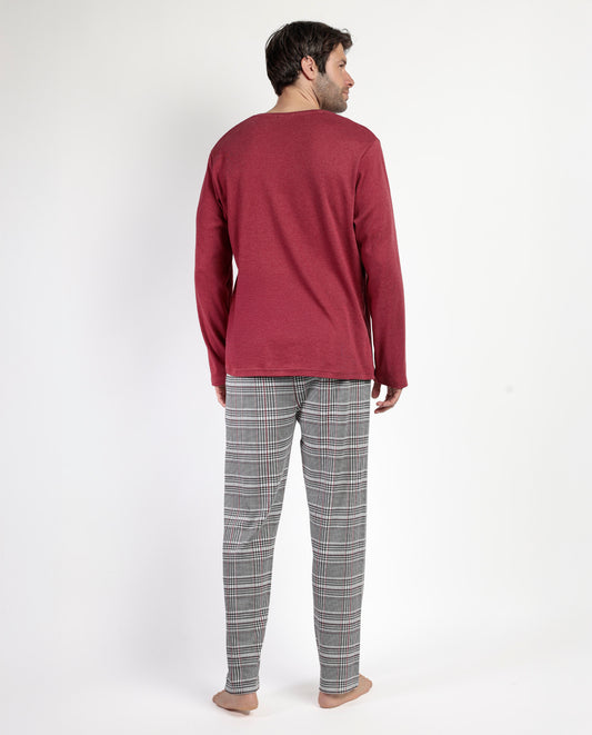 Pijama Manga Larga Houndstooth para Hombre