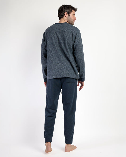 Pijama Manga Larga Pico Grigio para Hombre