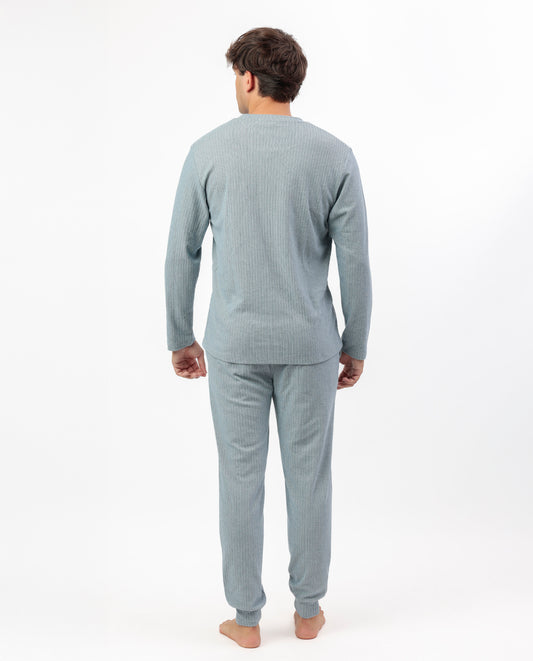 Pijama Manga Larga Canalé Supersoft Azul para Hombre