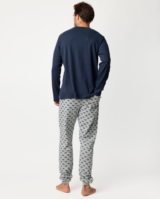 Pijama Manga Larga Varsity para Hombre