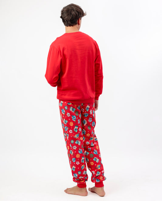 Pijama Manga Larga Stitch Happy Holidays para Hombre