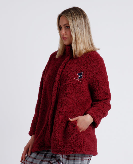 Bata Manga Larga Calentita Goodnight para Mujer Granate