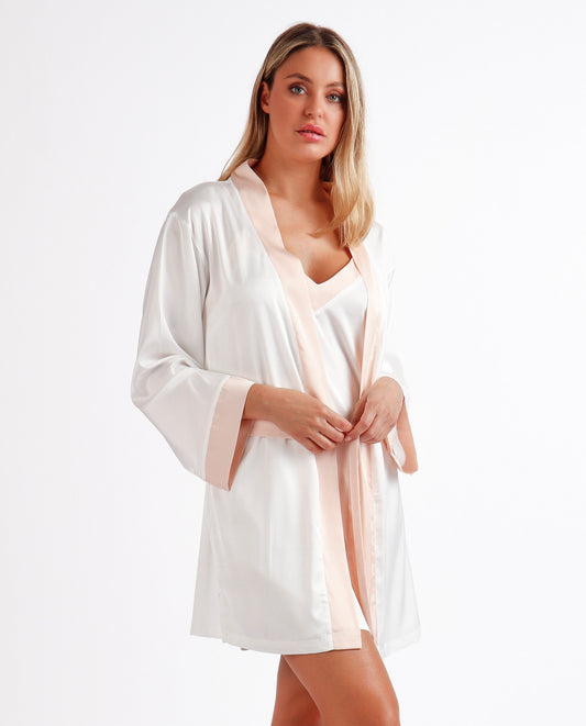 Bata Novia Manga Larga Elegant Neck para Mujer