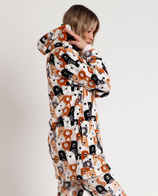 Bata Manga Larga Calentita Family Bear para Mujer