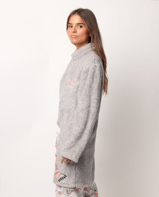 Bata Manga Larga Calentita Winter Owl para Mujer