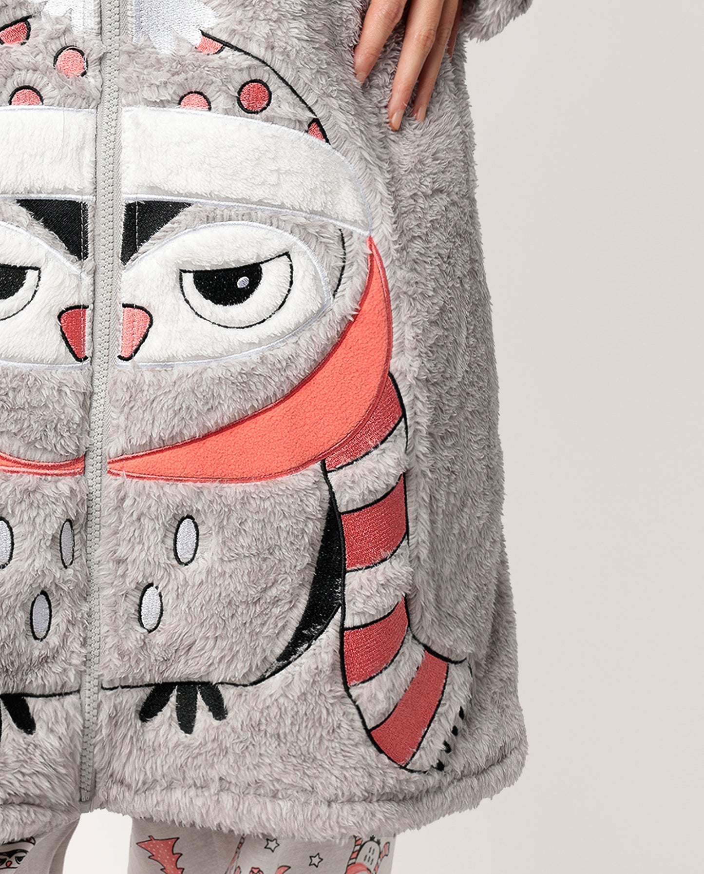 Bata Manga Larga Calentita Winter Owl para Mujer