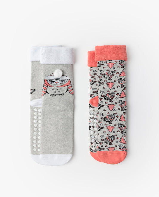 Calcetín Antideslizante Winter Owl para Mujer, (Caja de 6 pares)
