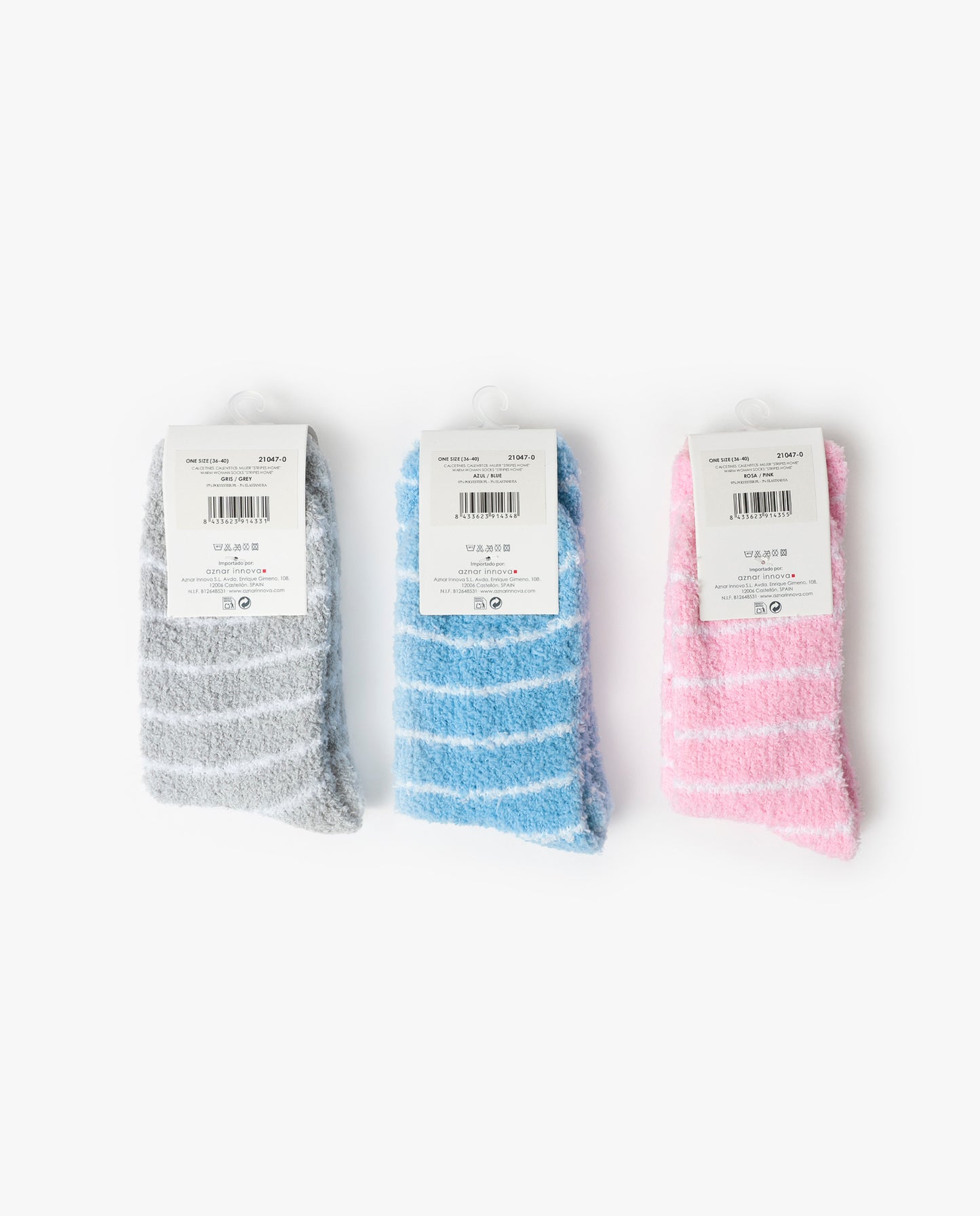 HOME Calcetín de Caña Normal Stripes Home para Mujer, (Caja de 6 pares)