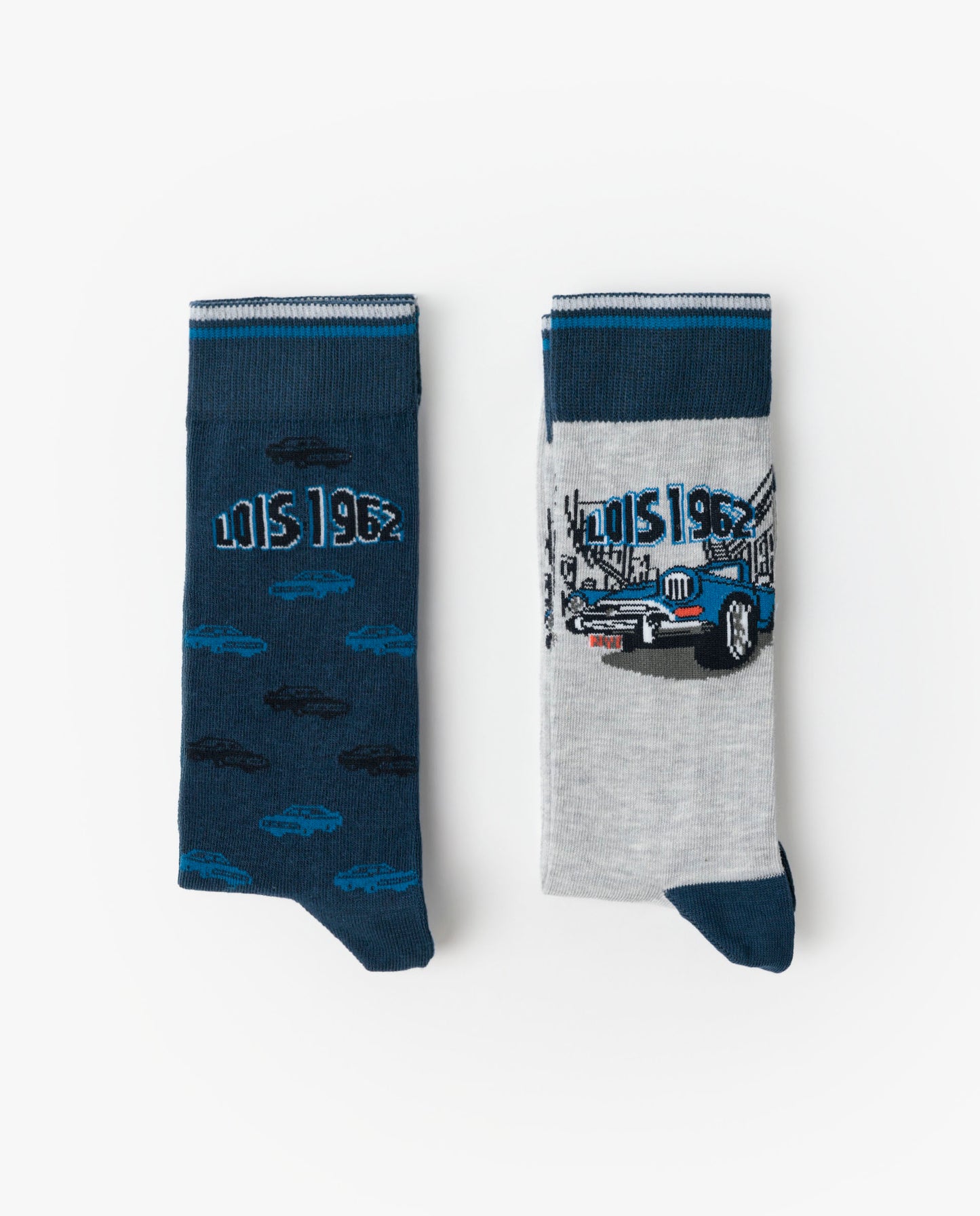 Calcetín de Caña Normal Vintage Car para Hombre, (Caja de 6 pares)