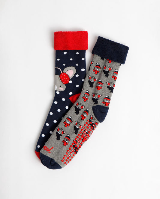 Calcetín Antideslizante Good Morning Mouse para Mujer, (Caja de 6 pares)