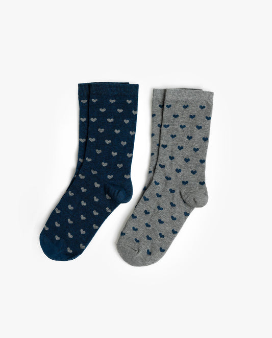 Calcetín Mediano Blue Hearts para Mujer, (Caja de 6 unidades)