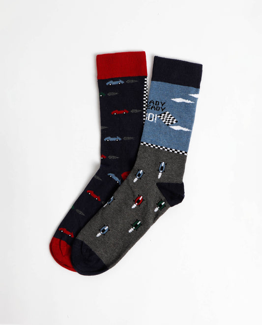 Calcetín Mediano Vintage Cars para Hombre, (Caja de 6 pares)