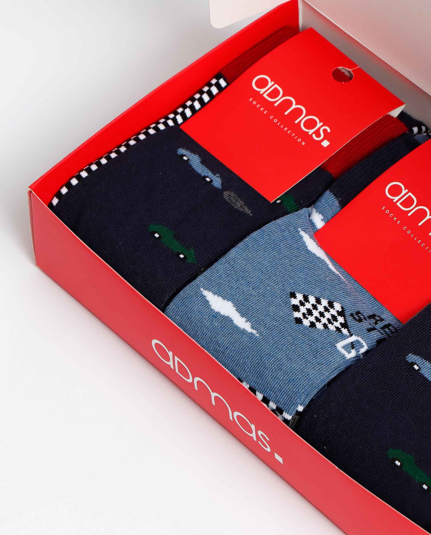 Calcetín Mediano Vintage Cars para Hombre, (Caja de 6 pares)