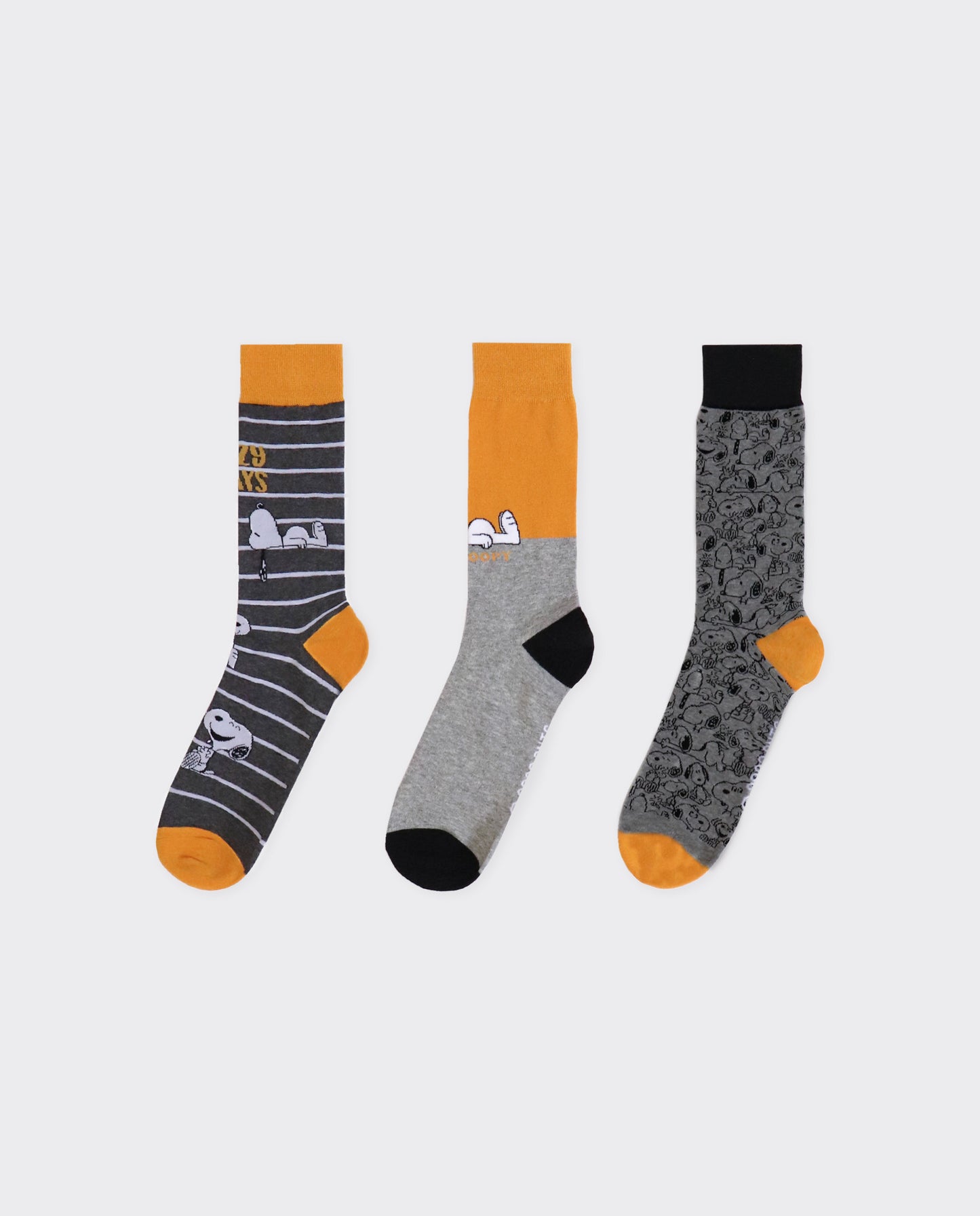Calcetín Mediano Yellow Snoopy para Hombre, (Caja de 3 unidades)