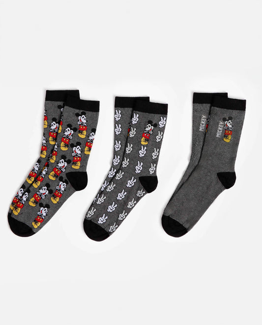 Calcetín Mediano Mickey Grey para Hombre, (Caja de 3 unidades)