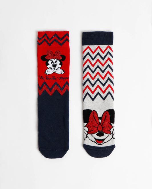 Calcetín Antideslizante Minnie ZigZag para Mujer, (Caja de 6 unidades)