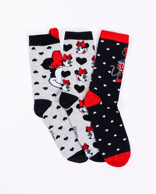 Calcetín Mediano Minnie Hearts para Mujer, (Caja de 12 pares)