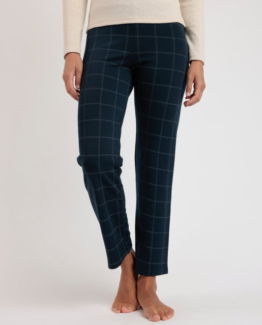 Pantalón Elástico Largo Navy Checks para Mujer
