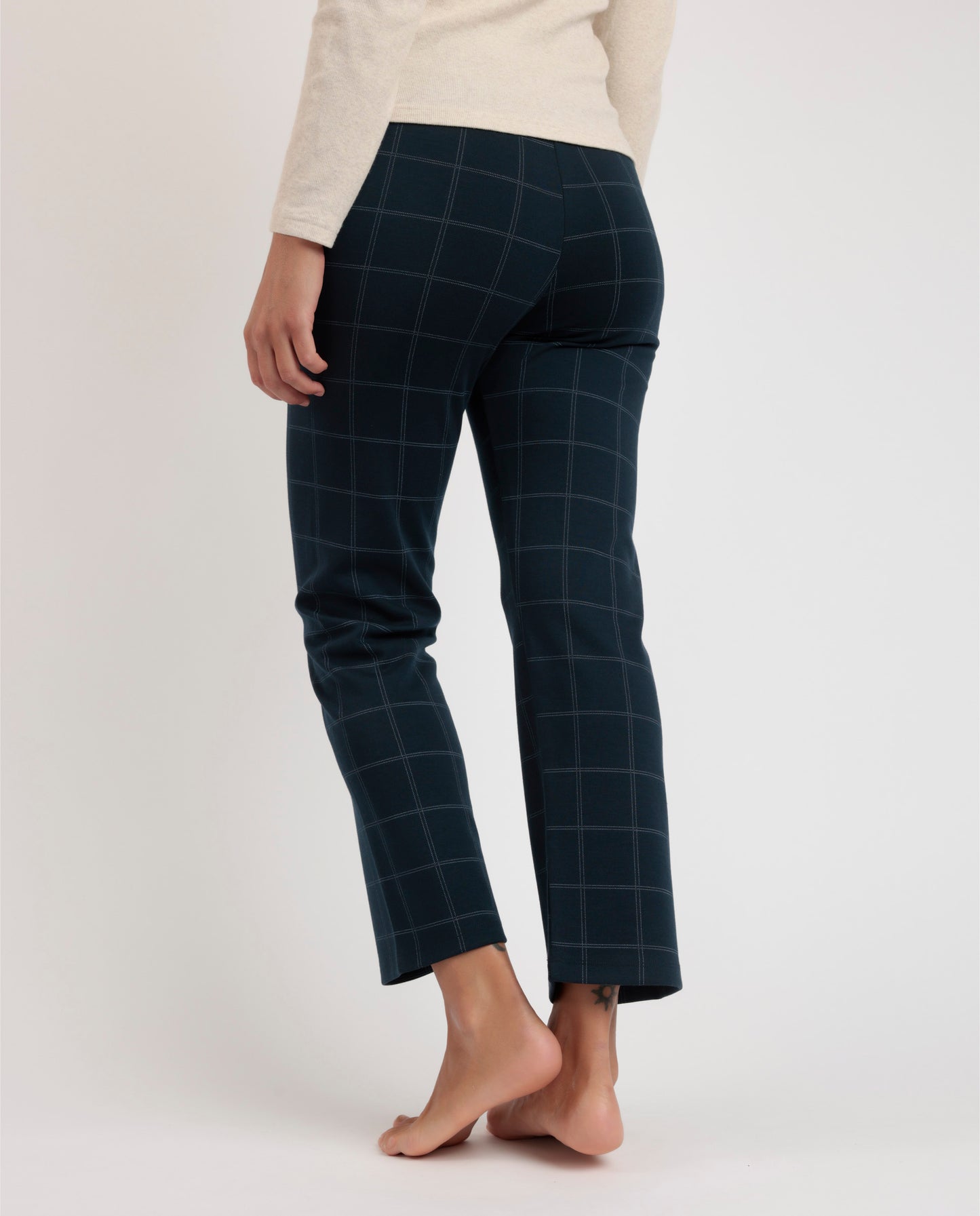Pantalón Elástico Largo Navy Checks para Mujer