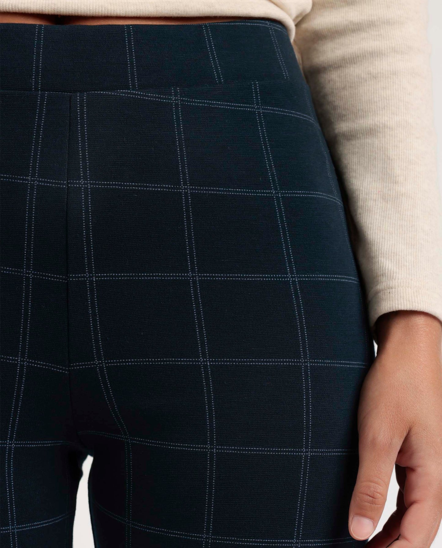 Pantalón Elástico Largo Navy Checks para Mujer