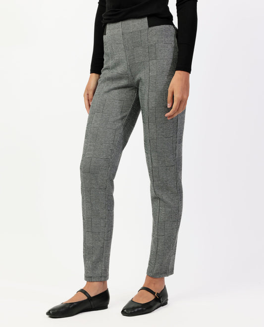 Pantalón Elástico Largo Grey Checked para Mujer